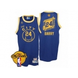 Men's Adidas Golden State Warriors #24 Rick Barry Swingman Royal Blue Throwback The City 2017 The Finals Patch NBA Jersey