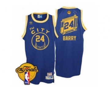 Men's Adidas Golden State Warriors #24 Rick Barry Swingman Royal Blue Throwback The City 2017 The Finals Patch NBA Jersey