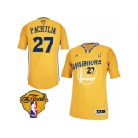 Men's Adidas Golden State Warriors #27 Zaza Pachulia Authentic Gold Alternate 2017 The Finals Patch NBA Jersey