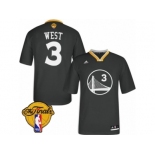 Men's Adidas Golden State Warriors #3 David West Swingman Black Alternate 2017 The Finals Patch NBA Jersey