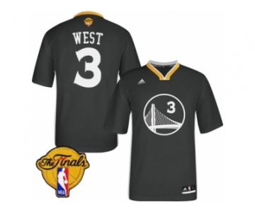 Men's Adidas Golden State Warriors #3 David West Swingman Black Alternate 2017 The Finals Patch NBA Jersey