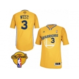 Men's Adidas Golden State Warriors #3 David West Swingman Gold Alternate 2017 The Finals Patch NBA Jersey