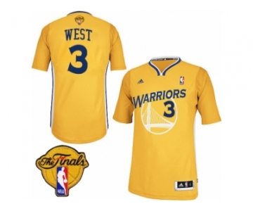 Men's Adidas Golden State Warriors #3 David West Swingman Gold Alternate 2017 The Finals Patch NBA Jersey