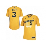 Men's Adidas Golden State Warriors #3 David West Swingman Gold Alternate NBA Jersey