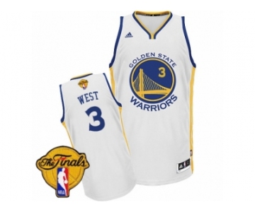 Men's Adidas Golden State Warriors #3 David West Swingman White Home 2017 The Finals Patch NBA Jersey