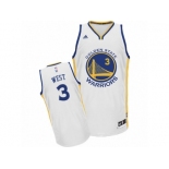 Men's Adidas Golden State Warriors #3 David West Swingman White Home NBA Jersey