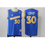 Men's Adidas Golden State Warriors #30 Stephen Curry Authentic Blue Throwback NBA Jersey