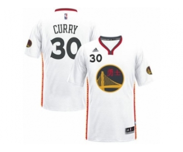 Men's Adidas Golden State Warriors #30 Stephen Curry Authentic White 2017 Chinese New Year NBA Jersey