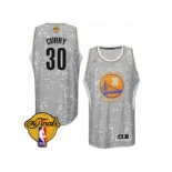 Men's Adidas Golden State Warriors #30 Stephen Curry Swingman Grey City Light 2017 The Finals Patch NBA Jersey