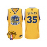 Men's Adidas Golden State Warriors #35 Kevin Durant Authentic Gold 2017 The Finals Patch NBA Jersey