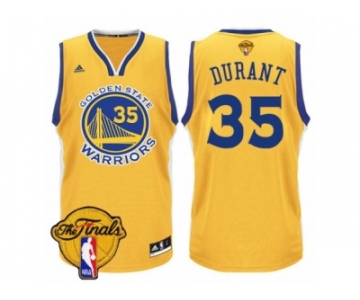 Men's Adidas Golden State Warriors #35 Kevin Durant Authentic Gold 2017 The Finals Patch NBA Jersey