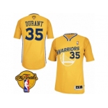 Men's Adidas Golden State Warriors #35 Kevin Durant Authentic Gold Alternate 2017 The Finals Patch NBA Jerse