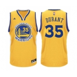 Men's Adidas Golden State Warriors #35 Kevin Durant Authentic Gold NBA Jersey