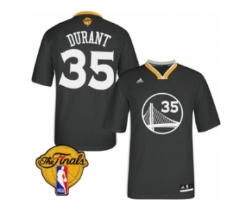 Men's Adidas Golden State Warriors #35 Kevin Durant Swingman Black Alternate 2017 The Finals Patch NBA Jersey