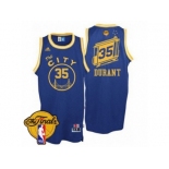 Men's Adidas Golden State Warriors #35 Kevin Durant Swingman Royal Blue Throwback The City 2017 The Finals Patch NBA Jersey