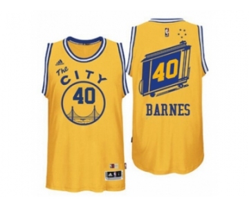 Men's Adidas Golden State Warriors #40 Harrison Barnes Authentic Gold Throwback The City NBA Jersey