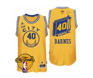 Men's Adidas Golden State Warriors #40 Harrison Barnes Swingman Gold Throwback The City 2017 The Finals Patch NBA Jersey