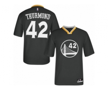 Men's Adidas Golden State Warriors #42 Nate Thurmond Authentic Black Alternate NBA Jerse