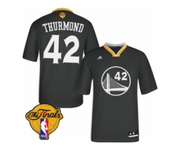 Men's Adidas Golden State Warriors #42 Nate Thurmond Swingman Black Alternate 2017 The Finals Patch NBA Jersey