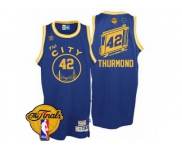 Men's Adidas Golden State Warriors #42 Nate Thurmond Swingman Royal Blue Throwback The City 2017 The Finals Patch NBA Jersey