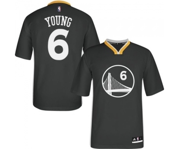 Men's Adidas Golden State Warriors #6 Nick Young Authentic Black Alternate NBA Jersey