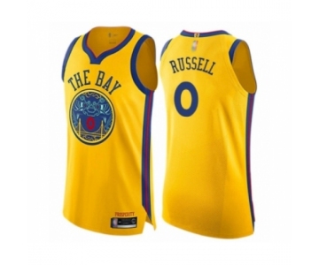 Men's Golden State Warriors #0 D'Angelo Russell Authentic Gold Basketball Jersey - City Edition