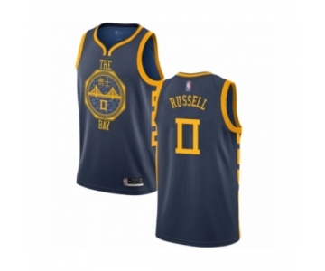 Men's Golden State Warriors #0 D'Angelo Russell Authentic Navy Blue Basketball Jersey - City Edition