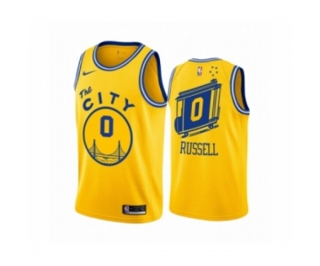 Men's Golden State Warriors #0 D'Angelo Russell Swingman Gold Hardwood Classics Basketball Jersey - The City Classic Edition