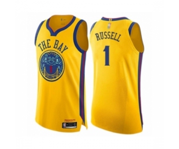 Men's Golden State Warriors #1 D'Angelo Russell Authentic Gold Basketball Jersey - City Edition