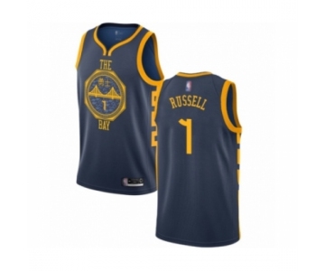 Men's Golden State Warriors #1 D'Angelo Russell Authentic Navy Blue Basketball Jersey - City Edition