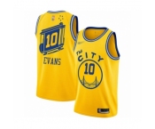 Men's Golden State Warriors #10 Jacob Evans Authentic Gold Hardwood Classics Basketball Jersey - The City Classic Edition