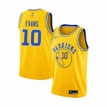 Men's Golden State Warriors #10 Jacob Evans Authentic Gold Hardwood Classics Basketball Jersey