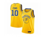 Men's Golden State Warriors #10 Jacob Evans Authentic Gold Hardwood Classics Basketball Jersey