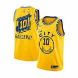 Men's Golden State Warriors #10 Tim Hardaway Authentic Gold Hardwood Classics Basketball Jersey - The City Classic Edition