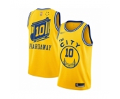 Men's Golden State Warriors #10 Tim Hardaway Authentic Gold Hardwood Classics Basketball Jersey - The City Classic Edition