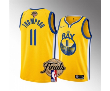 Men's Golden State Warriors #11 Klay Thompson 2022 Yellow NBA Finals Stitched Jersey