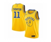 Men's Golden State Warriors #11 Klay Thompson Authentic Gold Hardwood Classics Basketball Jersey