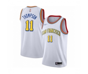 Men's Golden State Warriors #11 Klay Thompson Authentic White Hardwood Classics Basketball Jersey - San Francisco Classic Edition