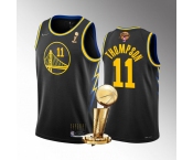 Men's Golden State Warriors #11 Klay Thompson Black 2022 NBA Finals Champions Stitched Jersey