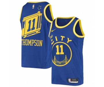 Men's Golden State Warriors #11 Klay Thompson Nike Royal Hardwood Classics 2020-21 Swingman Jersey