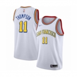 Men's Golden State Warriors #11 Klay Thompson Swingman White Hardwood Classics Basketball Jersey - San Francisco Classic Edition