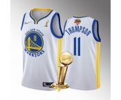 Men's Golden State Warriors #11 Klay Thompson White 2022 NBA Finals Champions Stitched Jersey