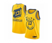 Men's Golden State Warriors #13 Wilt Chamberlain Authentic Gold Hardwood Classics Basketball Jersey - The City Classic Edition