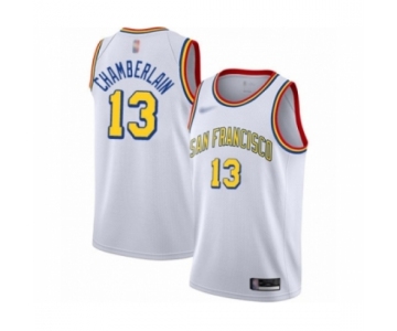 Men's Golden State Warriors #13 Wilt Chamberlain Authentic White Hardwood Classics Basketball Jersey - San Francisco Classic Edition