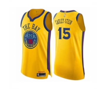 Men's Golden State Warriors #15 Willie Cauley-Stein Authentic Gold Basketball Jersey - City Edition