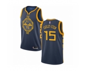 Men's Golden State Warriors #15 Willie Cauley-Stein Authentic Navy Blue Basketball Jersey - City Edition