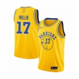 Men's Golden State Warriors #17 Chris Mullin Authentic Gold Hardwood Classics Basketball Jersey