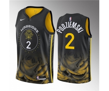 Men's Golden State Warriors #2 Brandin Podziemski Black 2023 Draft City Edition Swingman Stitched Basketball Jersey