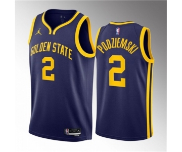 Men's Golden State Warriors #2 Brandin Podziemski Navy 2023 Draft Statement Edition Swingman Stitched Basketball Jersey