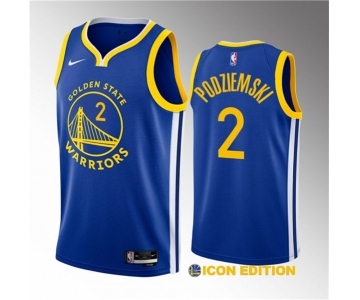 Men's Golden State Warriors #2 Brandin Podziemski Royal 2023 Draft Icon Edition Swingman Stitched Basketball Jersey